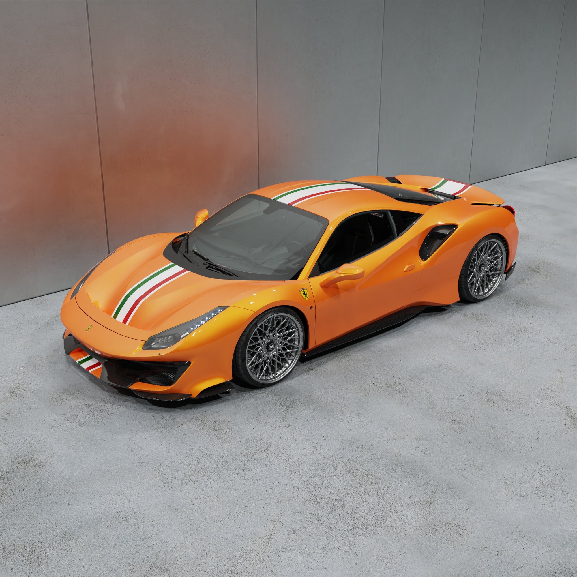 Ferrari 488 Pista in Brilliant PPF Gloss Metallic Atmos Orange